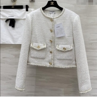 Shop Grade Chanel Tweed Jacket CH92525 White 2025