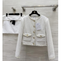 Shop Grade Chanel Tweed Jacket CH92525 White 2025