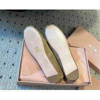 Duplicate Miu Miu Corduroy Ballerinas Flat with Bow and Elastic Band 5F794D Beige 2025