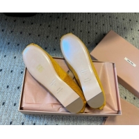 Sumptuous Miu Miu Corduroy Ballerinas Flat with Bow and Elastic Band 5F794D Yellow 2025