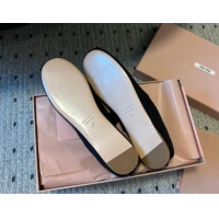 Fashion Miu Miu Corduroy Ballerinas Flat with Bow and Elastic Band 5F794D Black 2025