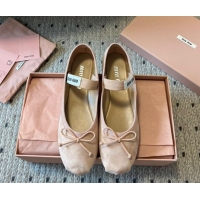 Pretty Style Miu Miu Suede Ballerinas Flat with Bow and Elastic Band Pink 5F794D 1025039 2025