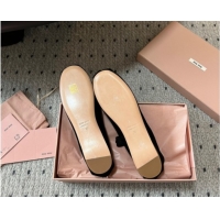 Grade Quality Miu Miu Suede Ballerinas Flat with Bow and Elastic Band Black 5F794D 1025040 2025