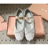 Low Price Miu Miu Suede Ballerinas Flat with Bow and Elastic Band Grey 5F794D 1025042 2025