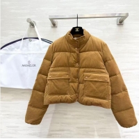 Spot Bulk Moncler Essarts Braided Trim Corduroy Short Down Jacket M8069 Beige