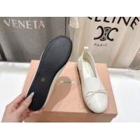 Low Cost Miu Miu Elan Nappa Leather Ballerinas Flat with Bow and Elastic Gusset White 5F552E 1025054 2025