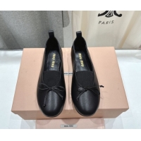 Luxurious Miu Miu Elan Nappa Leather Ballerinas Flat with Bow and Elastic Gusset Black 5F552E 1025055 2025