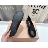 Luxurious Miu Miu Elan Nappa Leather Ballerinas Flat with Bow and Elastic Gusset Black 5F552E 1025055 2025