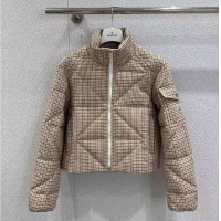 Buy Discount Moncler Keros Checked Quilted Down Jacket M8113 Beige