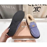 Discount Miu Miu Suede and Wool Loafers with Coin Purple 5D530E 1025060 2025
