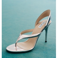 Best Price Alaia Infradito Mirrored Leather Heel 90cm Thong Sandals A6169 White