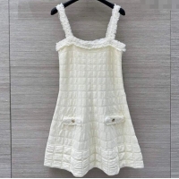 Spot Bulk Chanel Quilted Silk and Cotton Dress 1015 White 2025
