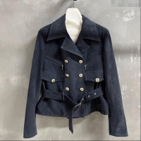 New Cheap Chanel Suede Jacket CH101505 Blue 2025