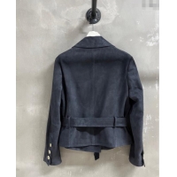 New Cheap Chanel Suede Jacket CH101505 Blue 2025