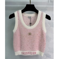 Spot Bulk Chanel Wool Knit Vest CH101508 Pink/White 2025
