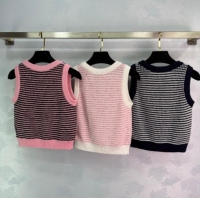 Spot Bulk Chanel Wool Knit Vest CH101508 Pink/White 2025