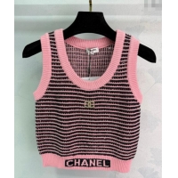 New Cheap Chanel Wool Knit Vest CH101508 Pink/Black 2025