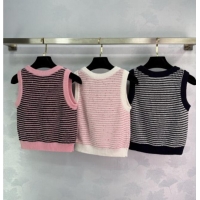New Cheap Chanel Wool Knit Vest CH101508 Pink/Black 2025