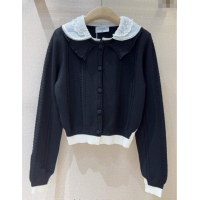 Buy Cheap Chanel Cotton Wool Cardigan with Mesh Trim 1015 Black 2025