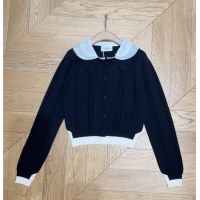 Buy Cheap Chanel Cotton Wool Cardigan with Mesh Trim 1015 Black 2025