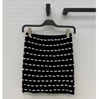 Luxury Classic Chanel Wool Skirt with Bow 1015 Black 2025