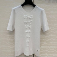 New Fashion Chanel Cotton Knit Shirt with Bow CH101510 White 2025