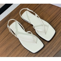 Stylish The Row Calfskin Flat Sandals TR052811 White 2025