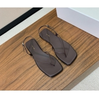 Purchase The Row Calfskin Flat Sandals TR052812 Chocolate Brown 2025