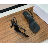 Best Price The Row Calfskin Heeled Sandals 5.5cm TR052813 Black 2025