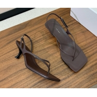 Good Quality The Row Calfskin Heeled Sandals 5.5cm TR052816 Chocolate Brown 2025