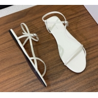 Luxury The Row Bare Flat Sandal in Leather TR052908 White 2025