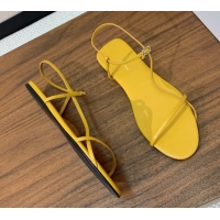 Luxurious The Row Bare Flat Sandal in Leather TR052910 Yellow 2025