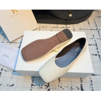 Best Grade The Row Square Ballet Flats in White Lambskin TR052919 2025