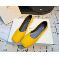 Hot Style The Row Square Ballet Flats in Yellow Lambskin TR052922 2025