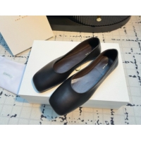Cheap Price The Row Square Ballet Flats in Black Lambskin TR052923 2025