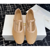 Trendy Design The Row T-Strap Flat Shoes in Woven Mesh Nude 0604089