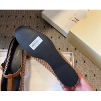 Low Price The Row T-Strap Flat Shoes in Woven Mesh Brown 0604090