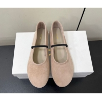 Duplicate The Row Elastic Ballet Flats Slipper in Suede Powder Beige 0604093