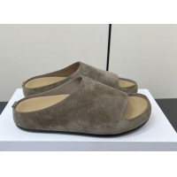 Sophisticated The Row Suede Platform Slides Sandal Dark Grey 0604099