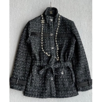 Top Grade Chanel Cashmere Blend Long Jacket CH110607 Black 2025