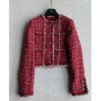 Trendy Design Chanel Wool Blend Tweed Jacket CH110624 Red 2025