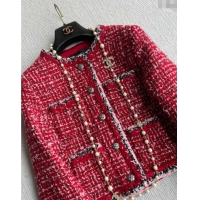 Trendy Design Chanel Wool Blend Tweed Jacket CH110624 Red 2025