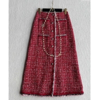 Grade Design Chanel Wool Blend Tweed Skirt CH110624 Red 2025