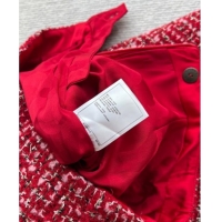 Best Quality Chanel Wool Blend Tweed Pants CH110624 Red 2025