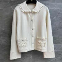 Top Quality Chanel Wool Blend Cardigan CH110657 White 2025