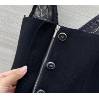 Luxury Cheap Chanel Wool and Lace Vest CH110515 Black 2025