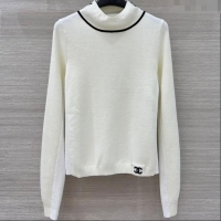 Well Crafted Chanel Wool Top with CC Logo CH110517 White 2025