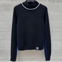 Top Grade Chanel Wool Top with CC Logo CH110517 Black 2025