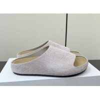 Good Quality The Row Suede Platform Slides Sandal Light Grey 0604104