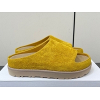 Top Grade The Row Suede Platform Slides Sandal Yellow 0604109